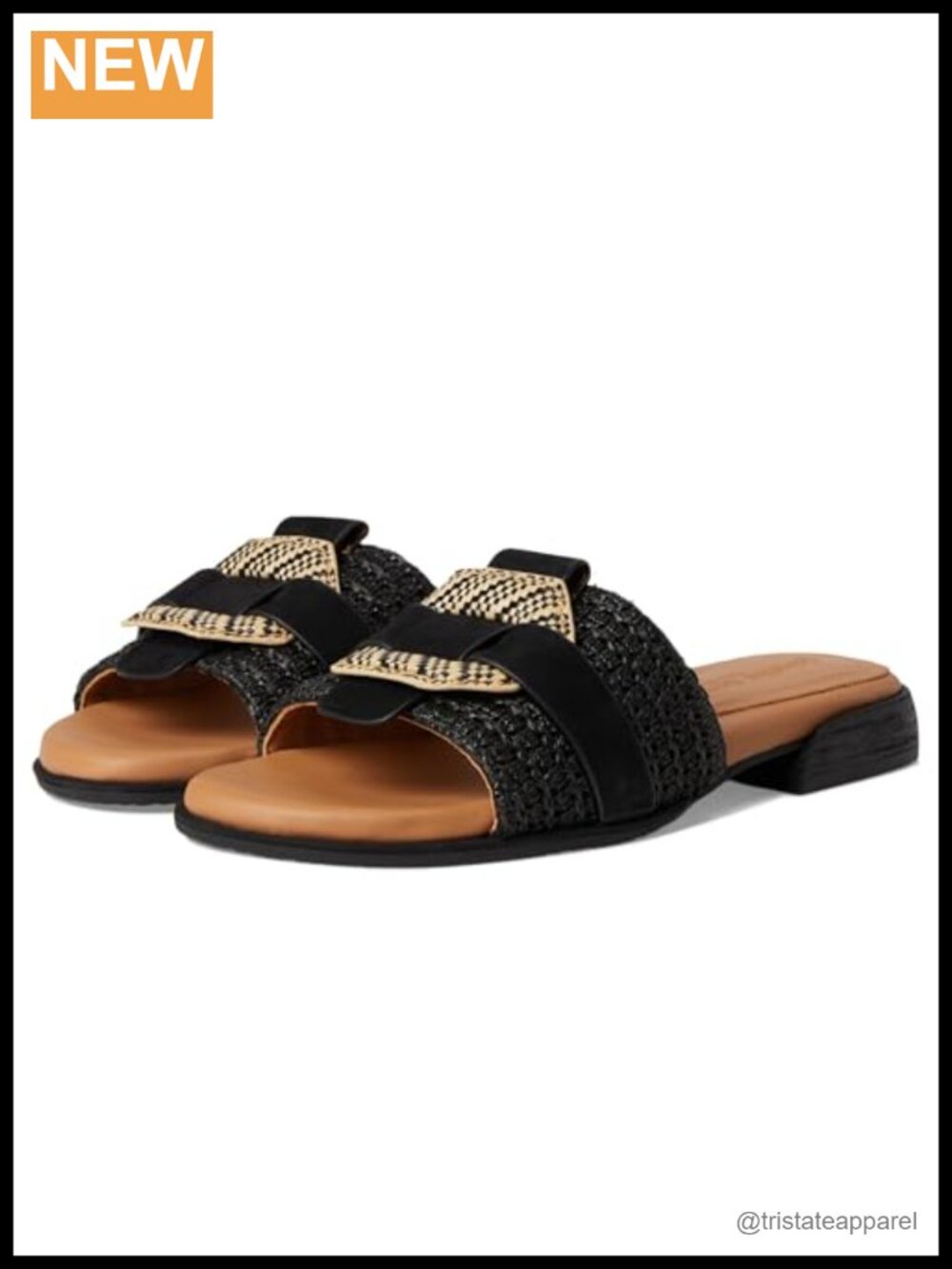 Leather Raffia Block Heel Mule Sandals